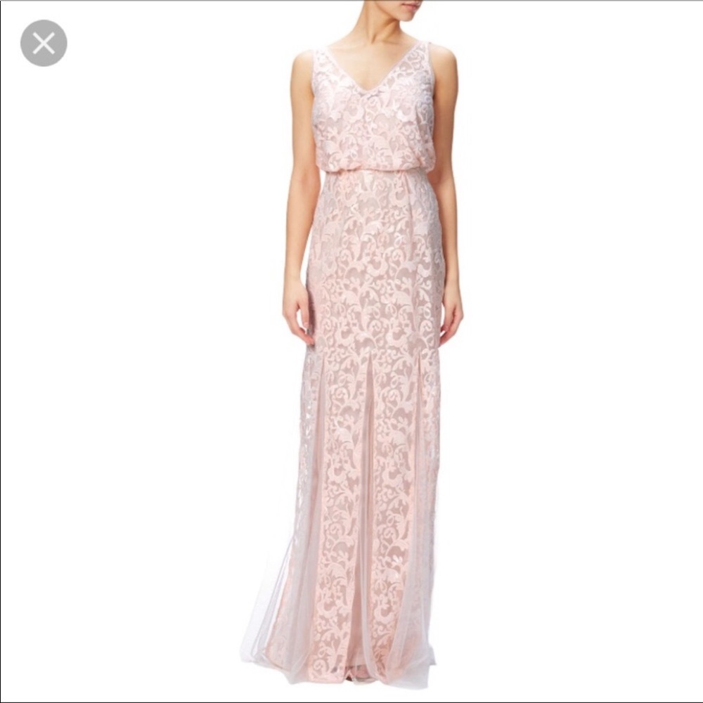 Adrianna Papell sequin light pink gown